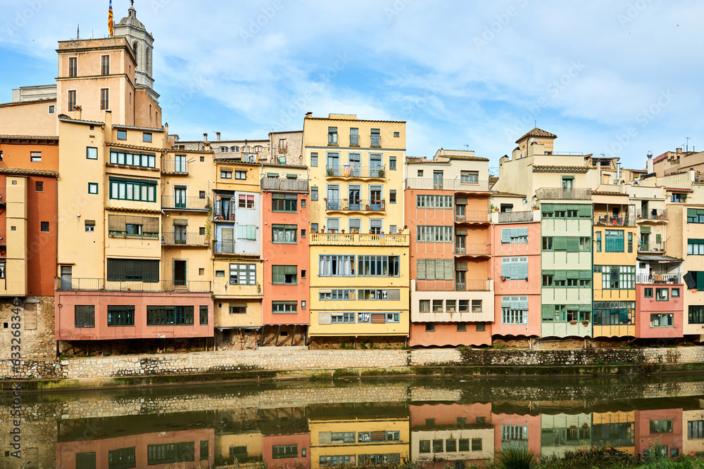 View of old town Girona, Catalonia, Spain, Europe. Summer travel. View of old town Girona, Catalonia, Spain, Europe. Summer travel.