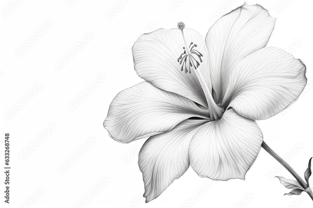 Obraz premium Elegant Simplicity: Serene Sketches of Delicate Blossoms, generative AI