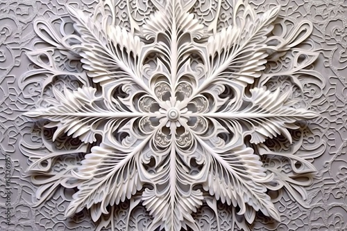 Intricate Snowflake Design: Glistening Silver & Frozen Lace of Winter's Delicate Touch, generative AI