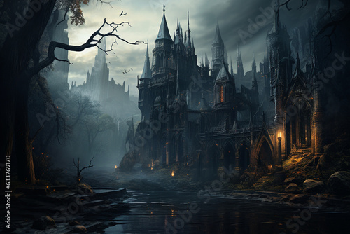 Gothic Castle and Vampire's Lair Generative AI © forenna