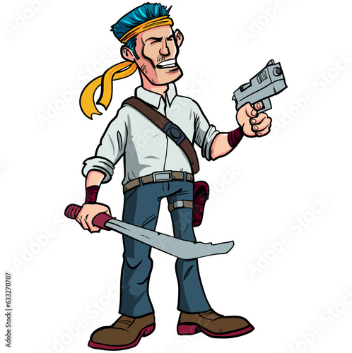 Cartoon character of man who is surviving at the end of the world