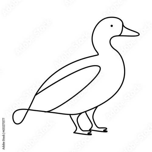 Continuous one line drawing of Duck vector illustration