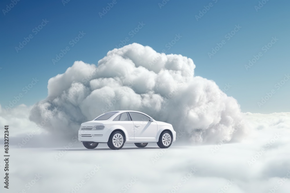 Eco Friendy Car on Cloud without Carbon Dioxide Emission, Clean Energy, Reduce CO2 Emissions Concept. Generative Ai Eco Friendy Car on Cloud without Carbon Dioxide Emission, Clean Energy, Reduce CO2 Emissions Concept. Generative Ai