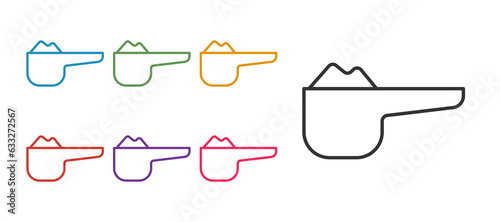 Set line Sports nutrition bodybuilding proteine power drink and food icon isolated on white background. Set icons colorful. Vector