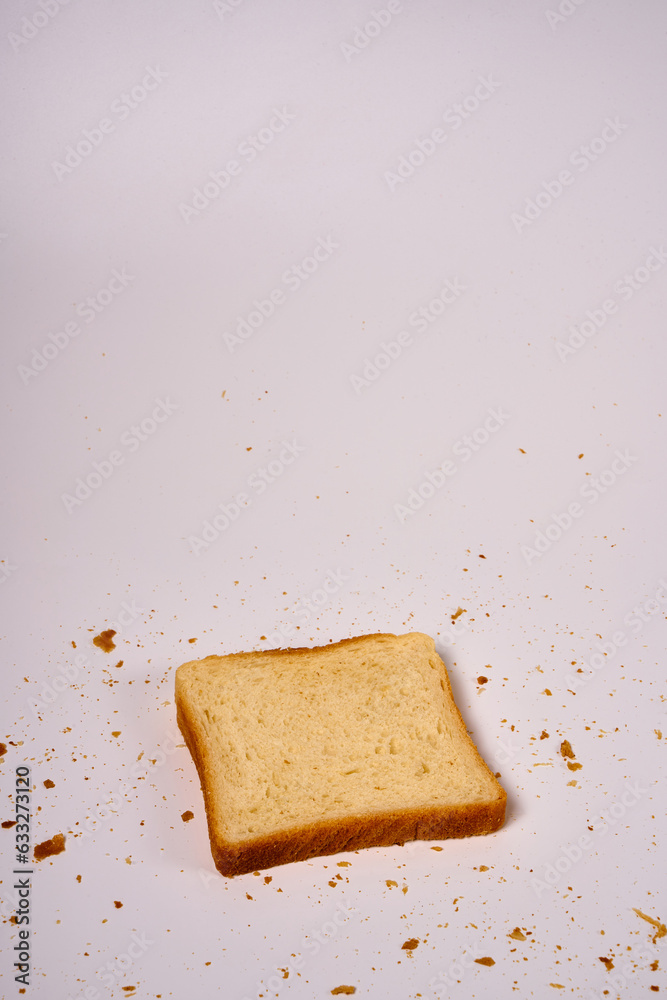 Slices of toast bread on a white background.