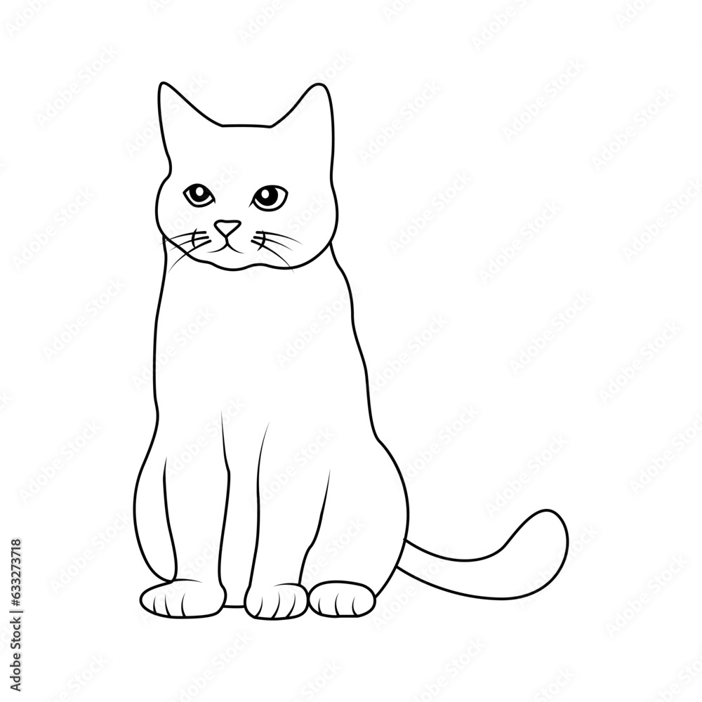 Continuous single line drawing of cat pet vector illustration 
