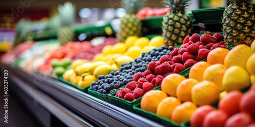Wallpaper Mural Generative AI, supermarket fruit on shelf Torontodigital.ca