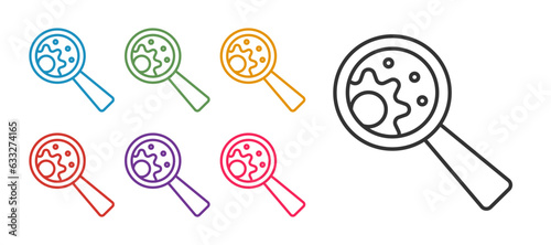 Set line GMO icon isolated on white background. Genetically modified organism acronym. Dna food modification. Set icons colorful. Vector