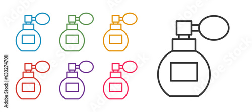 Set line Perfume icon isolated on white background. Set icons colorful. Vector