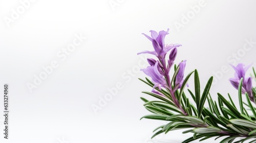 Close up beautiful Rosemary flower isolated on white background with copy space.