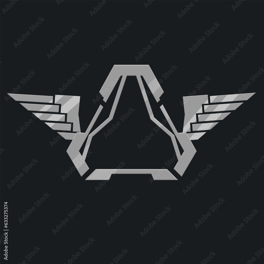 Futuristic Sci Fi Hud Futuristic Military Frame Logo Icon Element Metallic Triangle Gray Wings Vector Design Futuristic Sci Fi Hud Futuristic Military Frame Logo Icon Element Metallic Triangle Gray Wings Vector Design