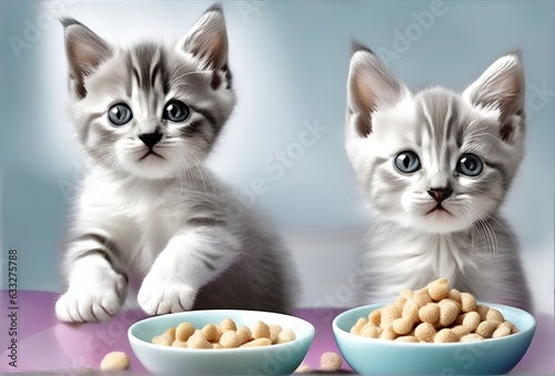 kitten eating from a bowl