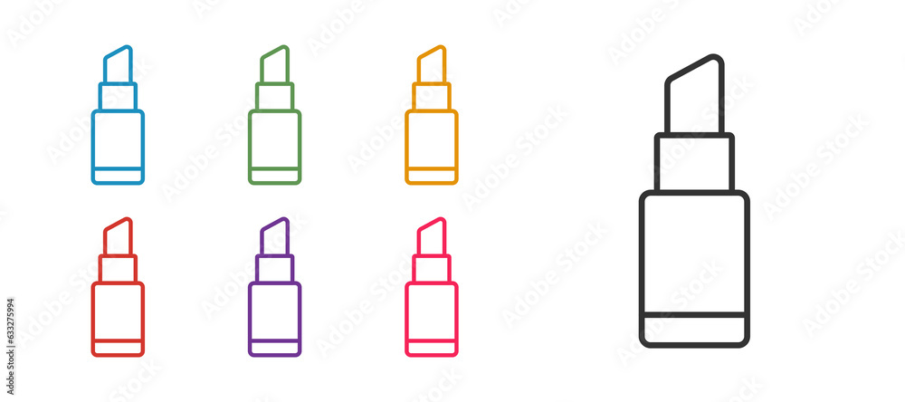 Set line Lipstick icon isolated on white background. 8 March. International Happy Women Day. Set icons colorful. Vector