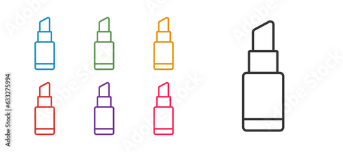 Set line Lipstick icon isolated on white background. 8 March. International Happy Women Day. Set icons colorful. Vector