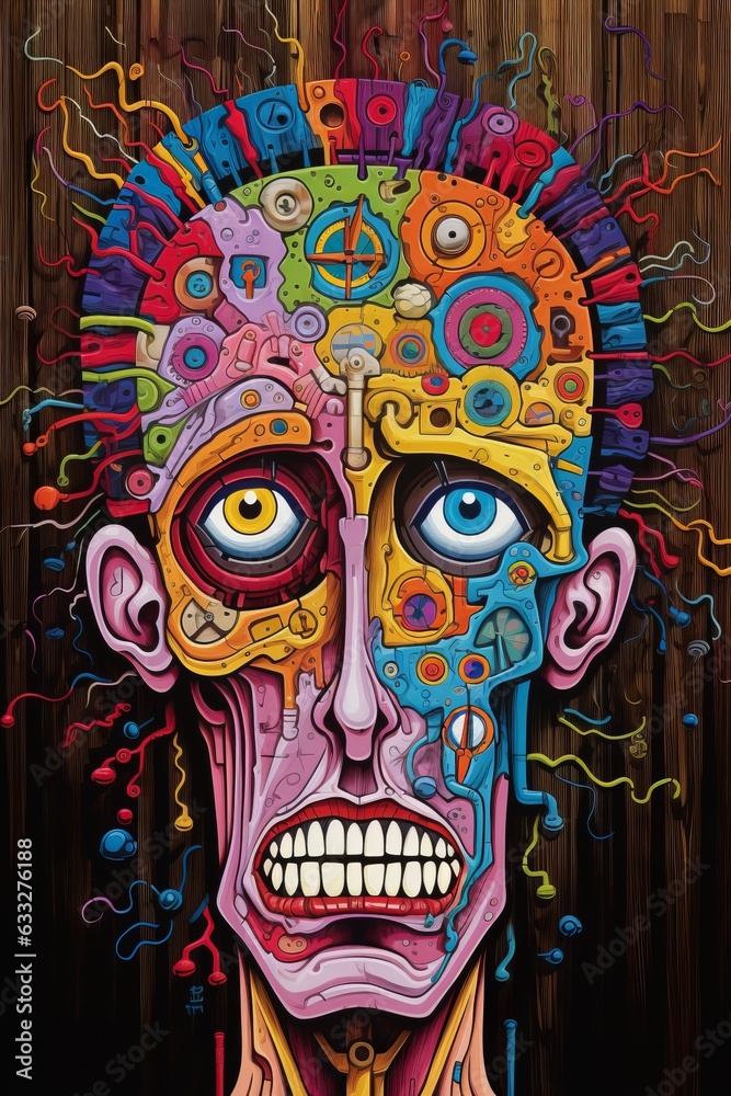 Fototapeta premium Neuropsycho abstract painting. Brain Concept of education new idea details intricated minimalist. Genrated Ai
