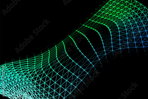 Vector background of net cells. Fish football sport syrface. Fluid flow on wind. Flag fabric data processing.