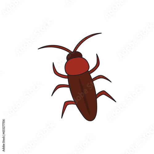 Kids drawing Cartoon Vector illustration cockroach icon Isolated on White Background