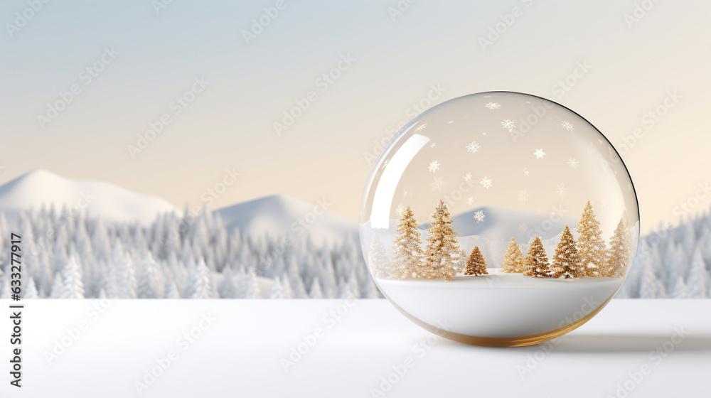 Christmas 3d white glass snow ball dome with white and gold christmas ...