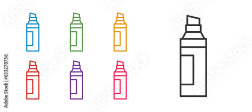 Set line Marker pen icon isolated on white background. Set icons colorful. Vector