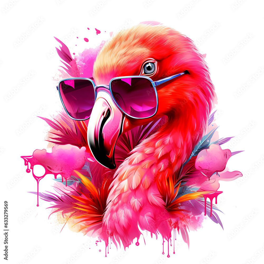 Cute flamingo with goggles illustration, seamless pattern, textile graphic, wallpaper designs
