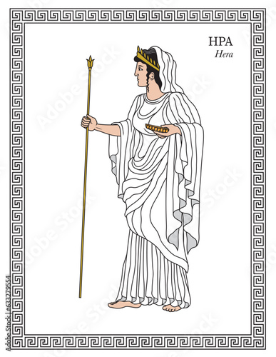 Vector illustration of the Greek Goddess Hera, goddess of marriage, women, marital harmony and the protector of women during childbirth