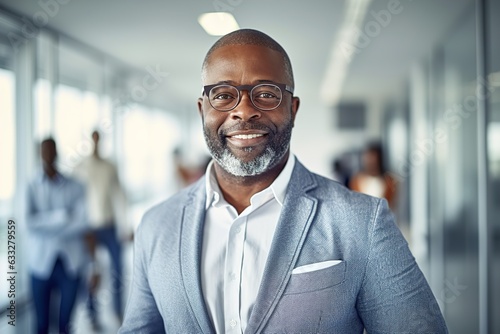 business businessman office mature middle aged meeting man portrait corporate manager black created using generative ai technology