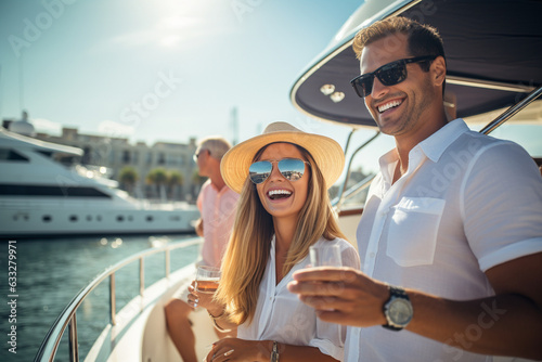 Snapping candid shots of passengers enjoying the yacht's amenities, yacht, vacation Generative AI
