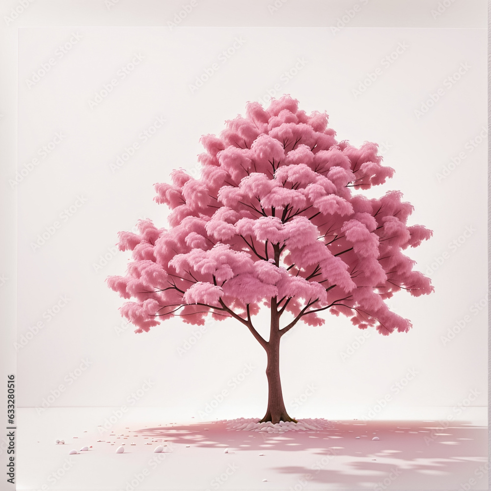Fototapeta premium Pink tree isolated on white background