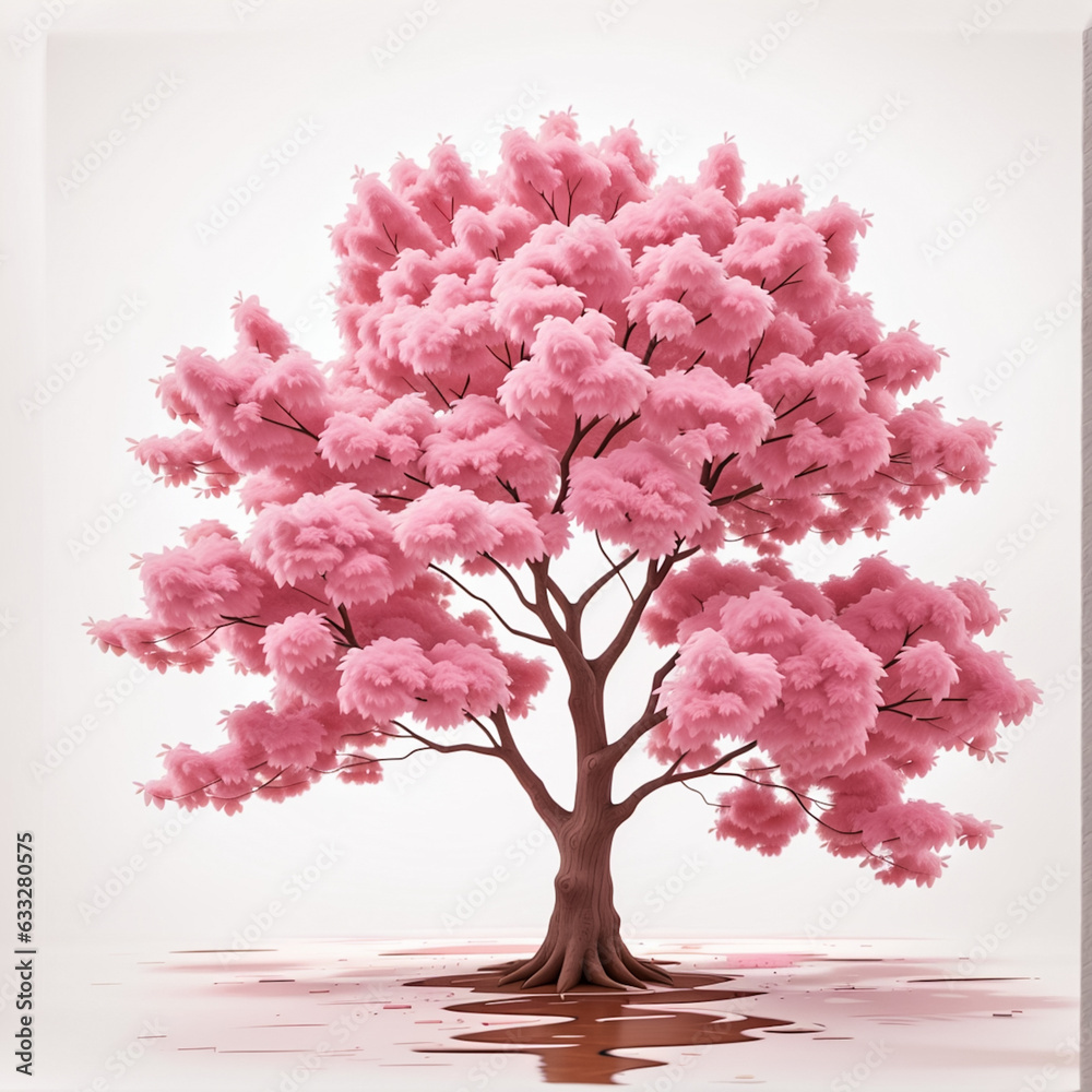 Fototapeta premium Pink tree isolated on white background