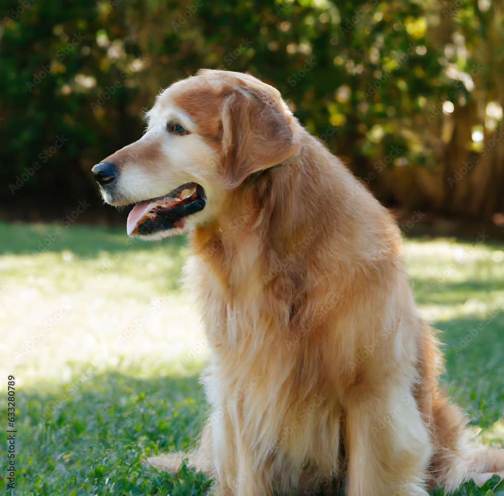 Canine Elegance: Golden Retriever Amidst Verdant Grass
