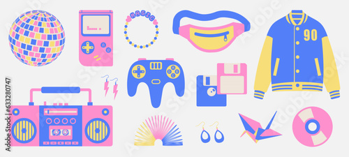 A set of retro gadgets from the 90s 00s in a modern style.