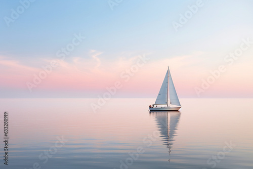 Capturing a lone sailboat on a calm sea, tranquility in isolation, love 
