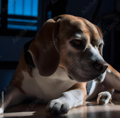 Beagle's Sunlit Slumber on a Lazy Day.