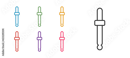 Set line Eyedropper color picker palette icon isolated on isolated on white background. Set icons colorful. Vector