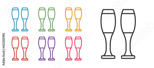 Set line Bowling pin icon isolated on white background. Juggling clubs, circus skittles. Set icons colorful. Vector