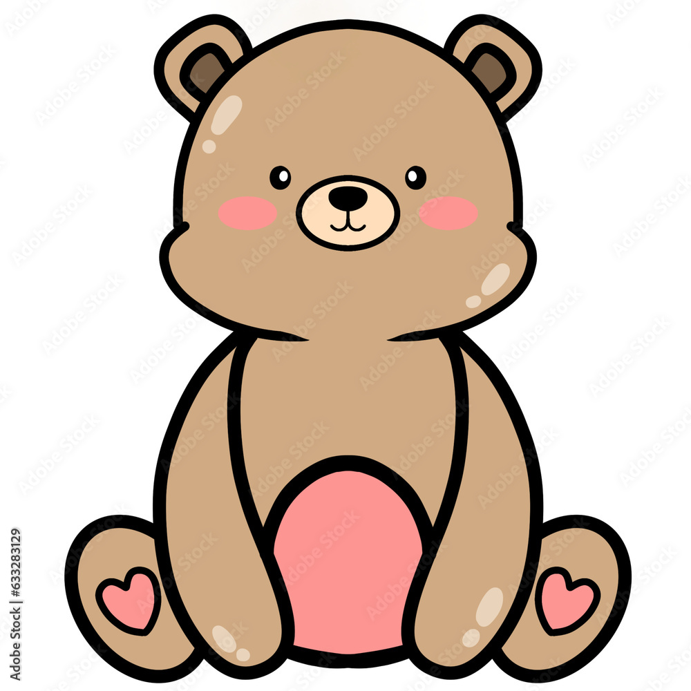 cartoon brown bear wearing pink bow in a sitting position cartoon brown bear wearing pink bow in a sitting position