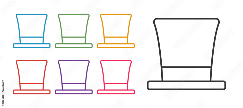 Set line Cylinder hat icon isolated on white background. Set icons colorful. Vector Set line Cylinder hat icon isolated on white background. Set icons colorful. Vector