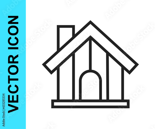 Black line Farm house icon isolated on white background. Vector