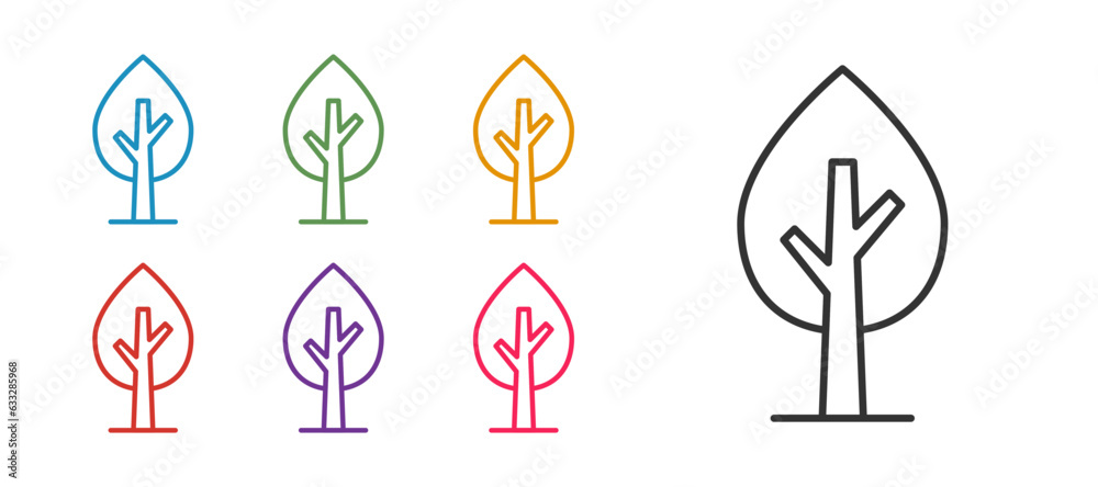 Set line Tree icon isolated on white background. Forest symbol. Set icons colorful. Vector Set line Tree icon isolated on white background. Forest symbol. Set icons colorful. Vector