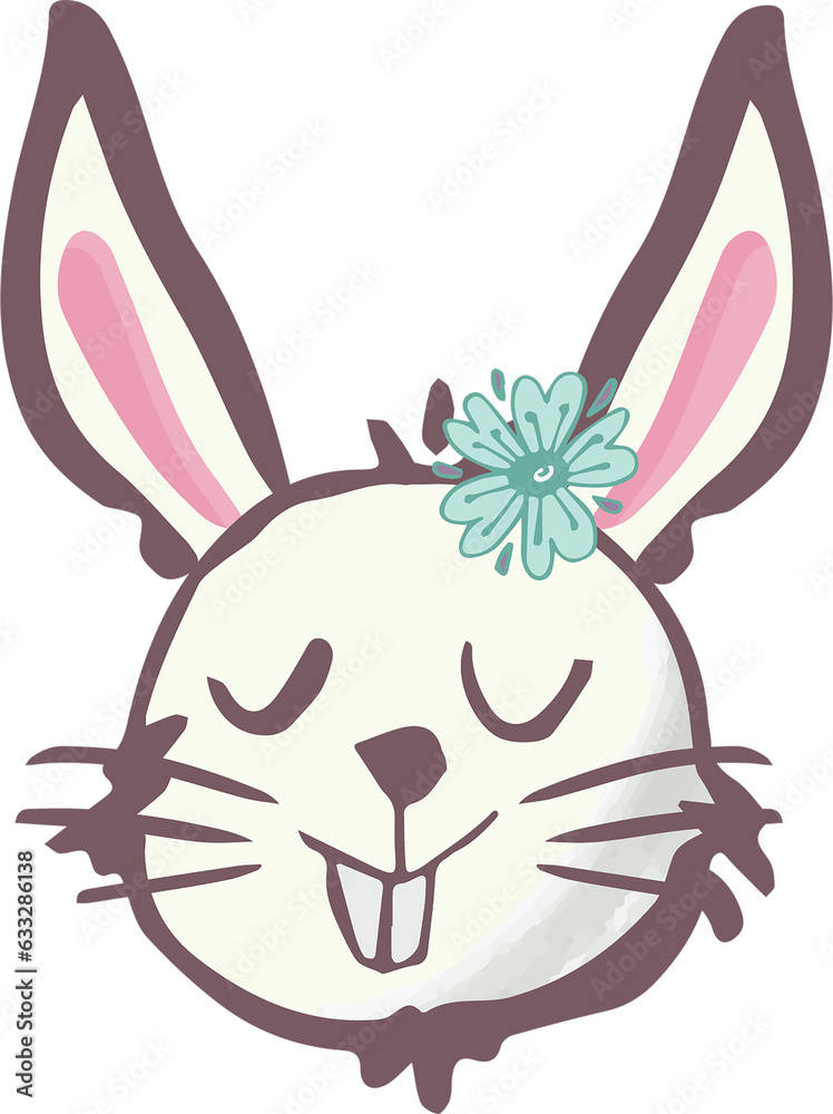 Fototapeta premium Digital png illustration of rabbit head on transparent background