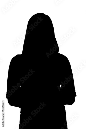 Digital png illustration of black silhouette of woman on transparent background