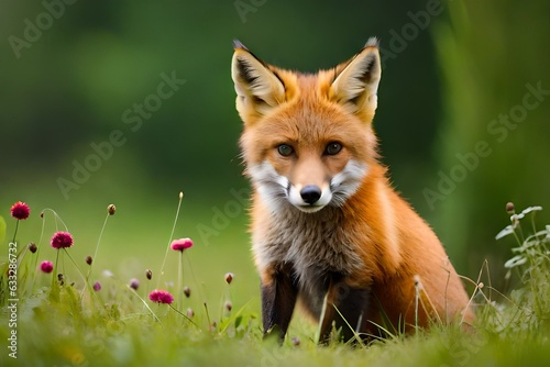 red fox in the grass generated by al technology 