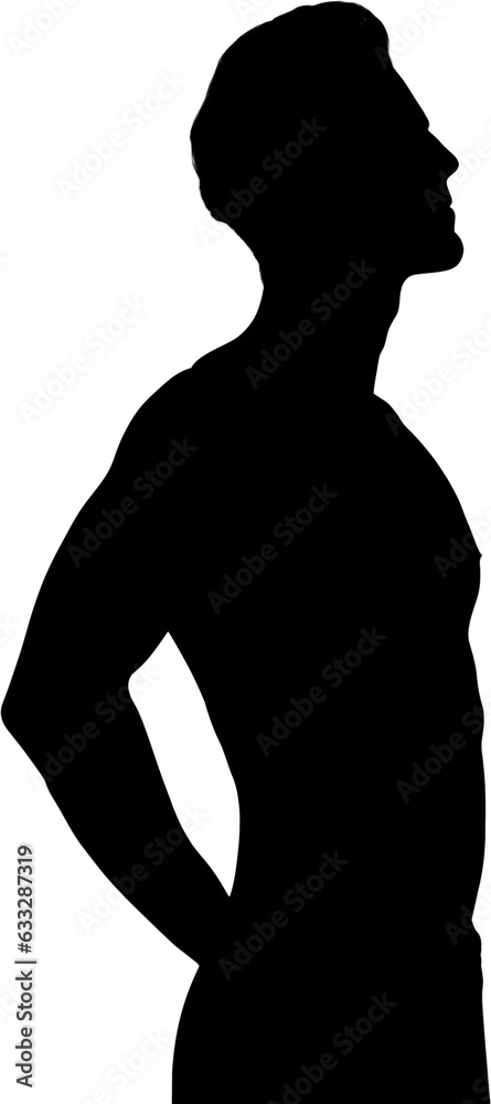 Digital png illustration of black silhouette of man on transparent background