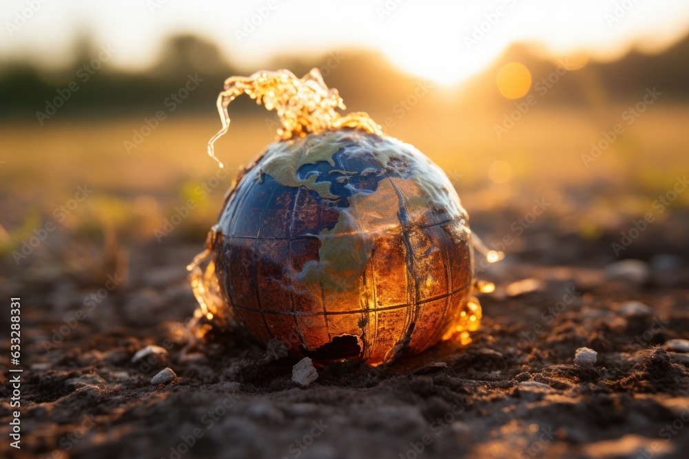 Planet Earth burning, global warming concept. Generative AI. Planet Earth burning, global warming concept. Generative AI.