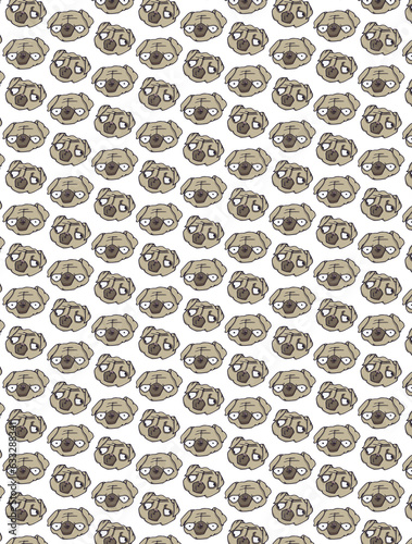 Fototapeta Naklejka Na Ścianę i Meble -  Digital png illustration of dog heads repeating pattern on transparent background