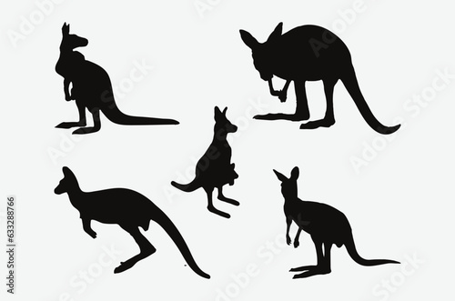 Graceful Kangaroo Silhouettes, A Collection of Elegantly Crafted Kangaroo Shadow Outlines for Creative Projects