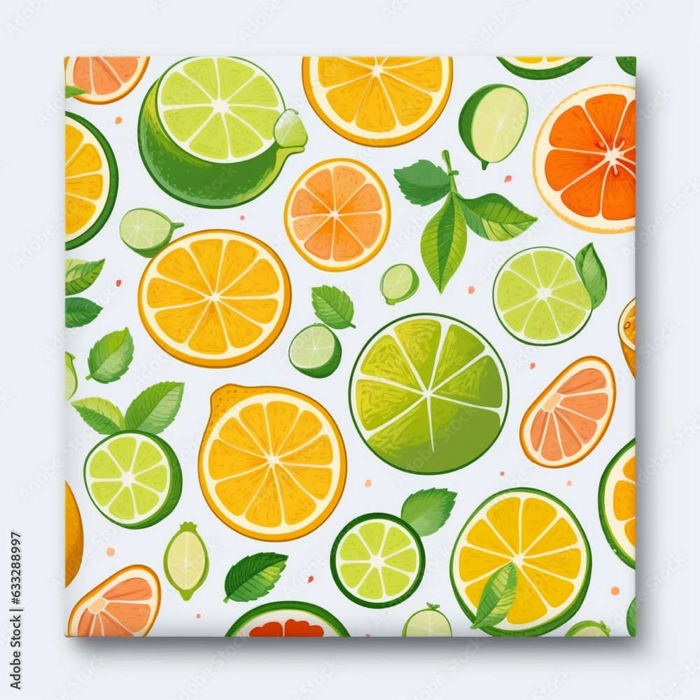 Seamless pattern with citrus fruits. Vector illustration in flat style