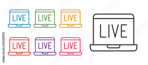 Set line Online poker table game icon isolated on white background. Online casino. Set icons colorful. Vector
