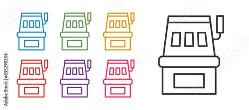 Set line Slot machine icon isolated on white background. Set icons colorful. Vector