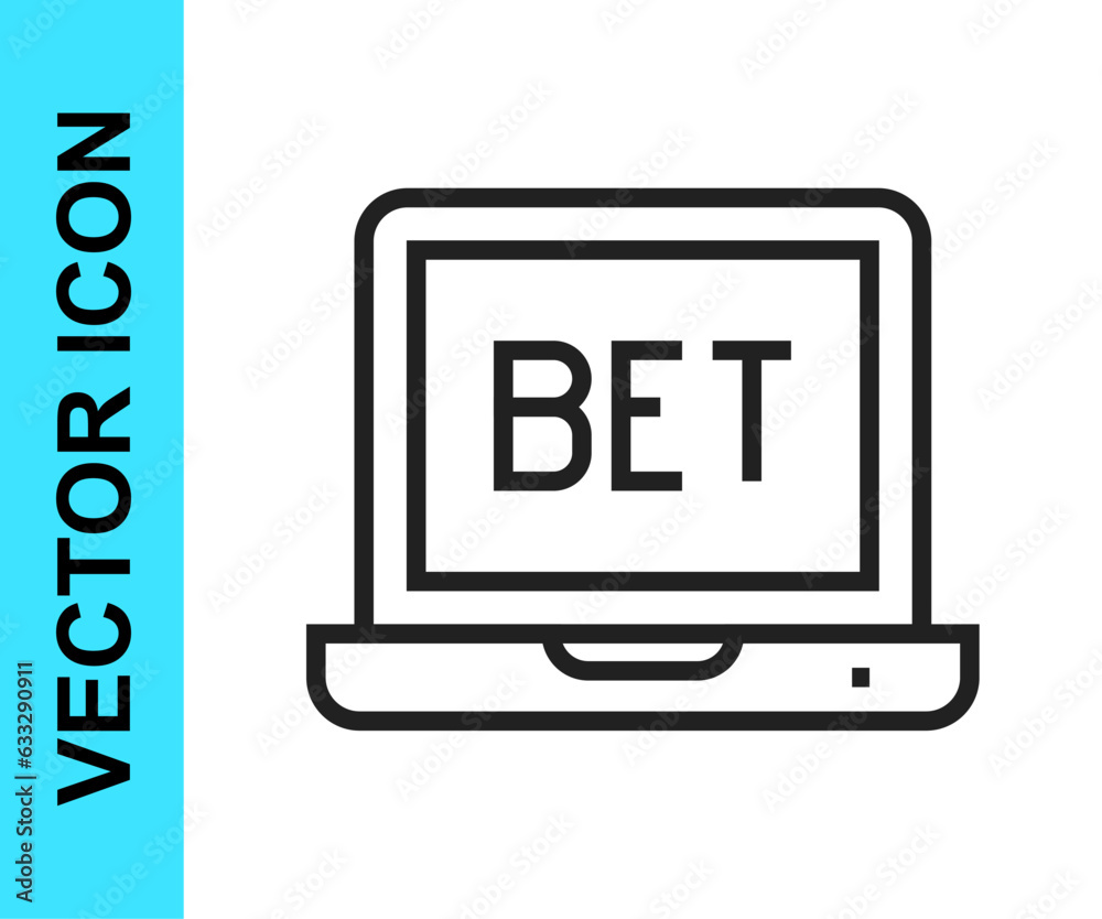 Black line Online sports betting icon isolated on white background. Sport bet bookmaker. Betting online make money. Vector Black line Online sports betting icon isolated on white background. Sport bet bookmaker. Betting online make money. Vector